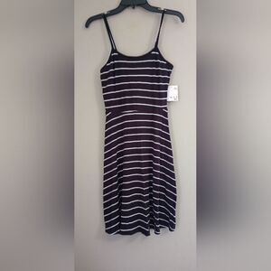 NWT SO Black/White Striped Skater Dress with Shelf Bra Size Small